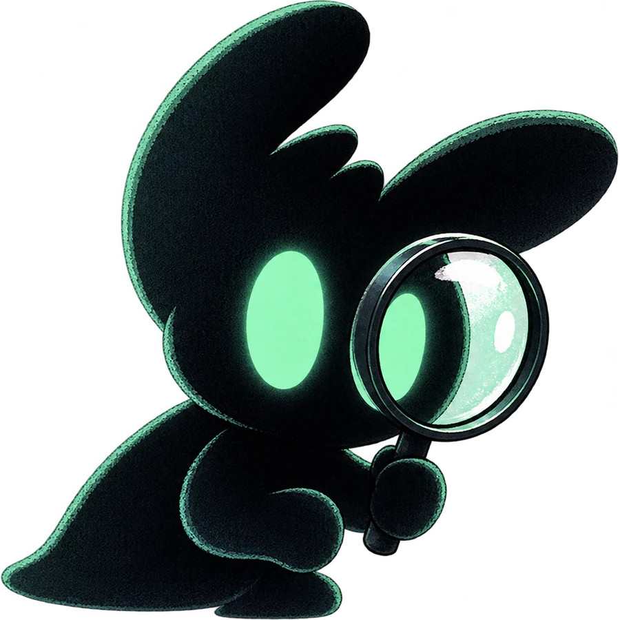 EGOM inspecting things with a magnifying glass.